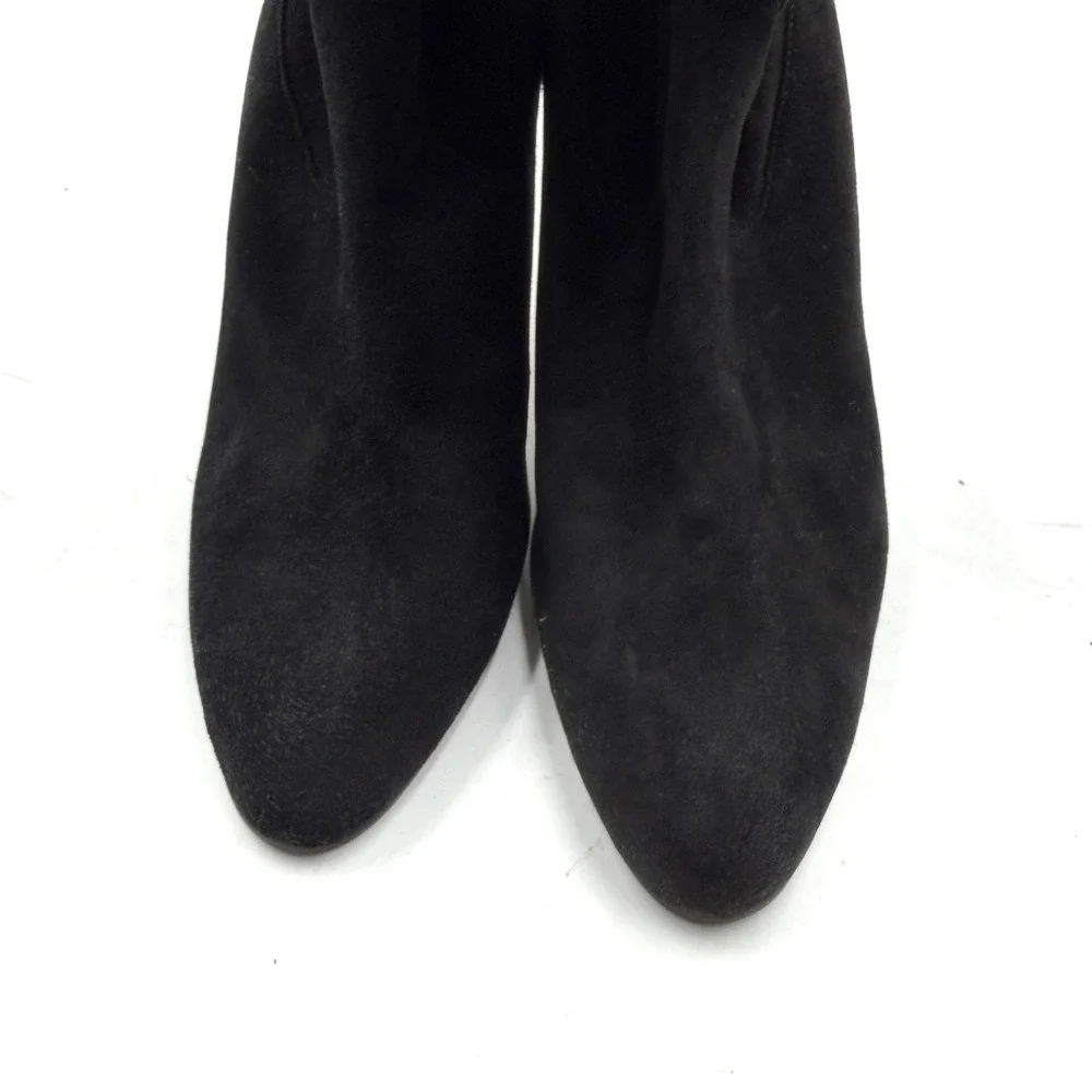 Manolo Blahnik Lape Thigh High Boots Black Suede Laser Cut Over the Knee 36 / 6